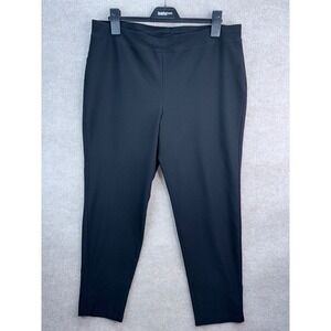 EILEEN FISHER Black Pull On Washable Stretch Crepe Ankle Pants Womens 1X Relaxed
